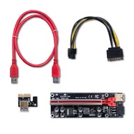 Qoltec Riser PCI-E 1x - 16x, USB 3.0, ver. 009S Plus,SATA / PCI-E 6 pin