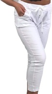 Dámske nohavice Gniecione Vysoký Stav Joggery Casual White veľkosť 46