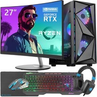 KOMPUTER DO GIER RTX 3060 RYZEN 5 3600 16GB 1TB SSD WINDOWS 11 + MONITOR 27