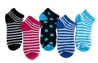 PONOŽKY dievčenské ponožky členkové ponožky 100% BAVLNA 5 párov veľkosť 31-34