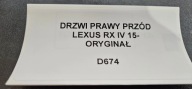 door right front LEXUS RX IV 15- original