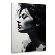 Obraz Canvas Čierne a biele portrét ženy červené pery abstrakcie 30x40