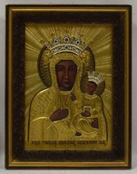 Stara ikona / Obraz , Matka Boska Częstochowska 44x34 cm
