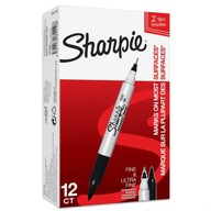 Marker Sharpie Ultra Fine czarny 12 sztuk dwustronny permanentny