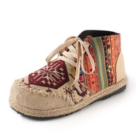 Buty Creepersy Boho Wiązane Canvas Wzorki