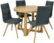 Stół Ø 100/180cm fornir dębowy lakier i 4 krzesła