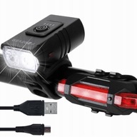 ZESTAW LAMP ŚWIATEŁ ROWEROWYCH LED USB PRZÓD TYŁ