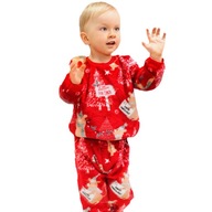 Vianočné pyžamo teplé PLYŠ r.116 červené v medvedíkovi