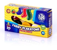 Szkolne farby plakatowe 6kol 20ml Astra