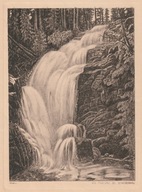 SZKLARSKA PORĘBA. Wodospad Kamieńczyka, około 1900, akwaforta