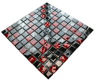 Sklenená mozaika červená čierna RED MONTE