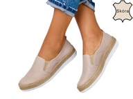 PÓŁBUTY ESPADRYLE WSUWANE SLIP ON POLSKA SKÓRA 36