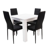 Zestaw stół Modern 80x80 4 czarne krzesła Nicea