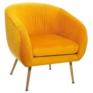 Wygodny fotel wypoczynkowy materiał żółty velvet