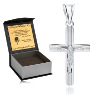 FÉNYES FÉRFI RÓDIUMOZOTT KERESZT 925 GYÉMÁNT KERESZT JEZSUITÁVAL + GRAVÍROZÁS