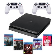 KULTOWA KONSOLA PLAYSTATION 4 PS4 SLIM 500GB + 2x PAD + 5x GRA| DUŻY ZESTAW