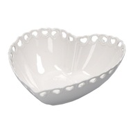 Zdobená miska Valentino srdce - biela, 20 cm