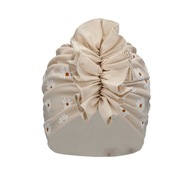 Czapka Barbaras Turban Bezowy Kwiaty CX49 52-54