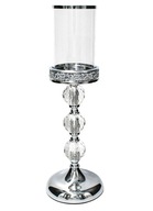 Świecznik latarenka srebrny Glamour 3 kryształowe kulki