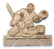 drevený vešiak na medaily hokejový brankár