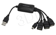 Hub Esperanza EA114 (4x USB 2.0; čierna farba)