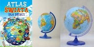 Atlas świata dla dzieci + Globus 220 polit.+fiz.