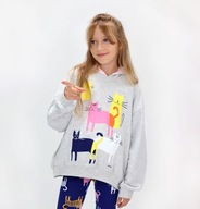 Bluza dziecięca z kapturem dziewczęca dresowa Kangurka Szara Koty 122 Endo