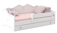 Detská posteľ EMMA 140x70 biela + matrac, zásuvka