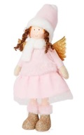 Anjelik vianočná figúrka bábika 30 cm ružová F960