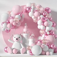 Girlanda Balonowa Różowa Zestaw Dekoracja Łuk BALONY RÓŻ ROCZEK BABY SHOWER