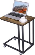 Konferenčný stolík pod notebook kovový mobilný na kolieskach LOFT do obývačky písací stôl