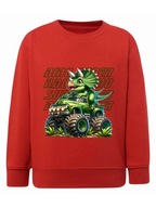 Chłopięca bluza z nadrukiem Dino super racer czerwona, r. 122/128