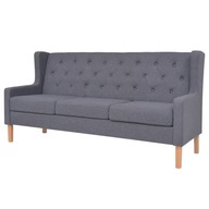 Sofa 3-osobowa, szara, drewniana rama, 180x68x90 cm