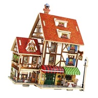 Prettyia 1:24 DIY domek dla lalek rzemieślniczy miniaturowy zestaw francuski budynek willi