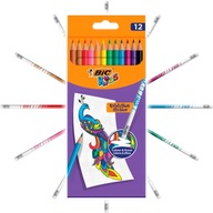 BIC EVOLUTION ILLUSION KREDKI OŁÓWKOWE Z GUMKĄ ścieralne 12 kol.