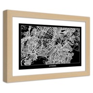 Obraz v ráme, Plán mesta Atény - 90x60