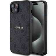 Etui Guess iPhone 15 Plus / 14 Plus czarny 4G Leather Metal Logo MagSafe