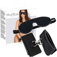 Bad Kitty - Blindfold/Handcuffs Kit Kajdanki z opaską, Czarny BDSM