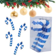 4 DARABOS KÉK KARÁCSONYFA DÍSZ KANDISCUKOR PÁLCA 9CM - DEKORÁCIÓK