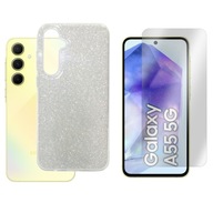 Zadný Kryt GSM Hurt pre Samsung Galaxy A55 5G SM-A556B Jelly Case SHINING strieborný + Tvrdené sklo GSM-HURT pre Samsung Galaxy A55 5G / A35 5G SM-A356 SM-A556B SM-A556B/DS 1 ks