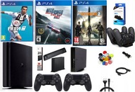 KONSOLA PS4 SLIM ZESTAW PLAYSTATION 4 | 2 NOWE PADY | 3 GRY AKCESORIA