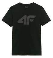 T-shirt męski 4F Koszulka sportowa Regular z nadrukiem Czarna r XXL