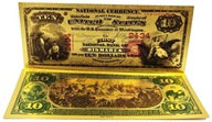 10 DOLARÓW 1875 Unikatowy Pozłacany Banknot Kolekcjonerski