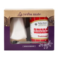 Zestaw Yerba Mate Amanda Elaborada 500g, matero białe, bombilla