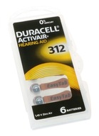 6x Baterie słuchowe Duracell ActivAir 312 PR41