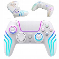 Bezdrátový ovladač pro PS4/PC, bílé RGB osvětlení, vibrace