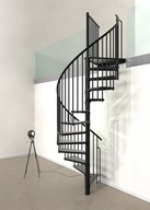 Schody spiralne, metalowe RONDO Color BLACK / fi 120 cm