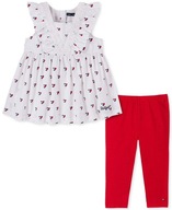 Zestaw ubrań Tommy Hilfiger dla dziewczynek, legginsy z górą w kolorze czerwonym 24 m