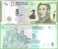 ARGENTÍNA 5 PESOS 2015 P-359 UNC