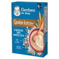 Kaša Gerber Grain & grow ovsená-pšeničná-ražná mliečna 6. mesiac 200 g